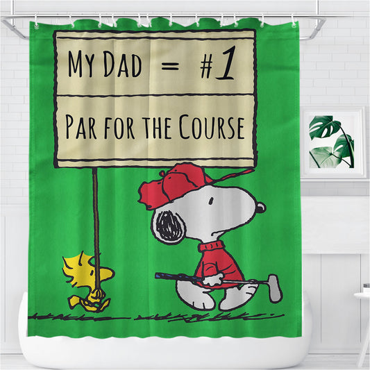 Peanuts Par For The Course Bathroom Shower Curtain Fabric Waterproof