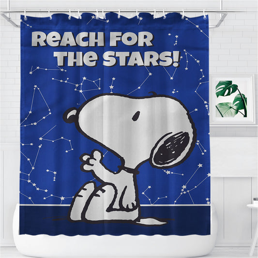 Peanuts Reach For The Stars Snoopy Bathroom Shower Curtain Fabric Waterproof