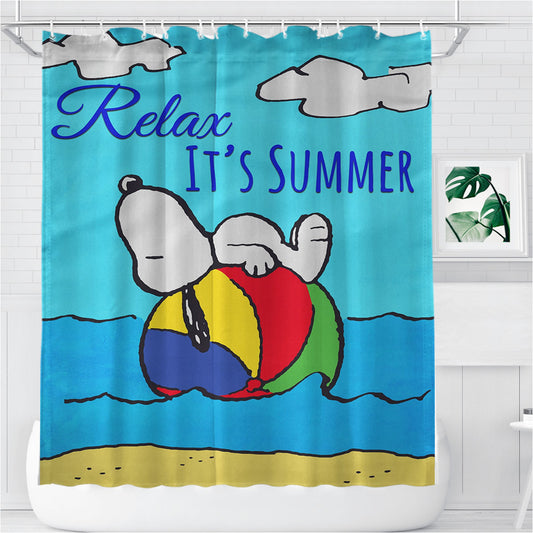 Peanuts Relax, It'S Summer Snoopy Bathroom Shower Curtain Fabric Waterproof