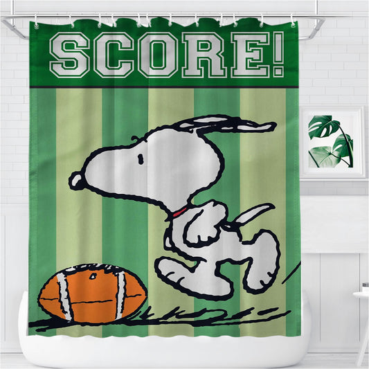 Personalized Peanuts Snoopy Football Shower Curtain Farmhouse Bathroom Decor
