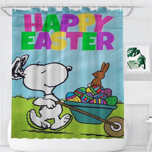 Peanuts Snoopy Happy Easter Bathroom Shower Curtain Fabric Waterproof