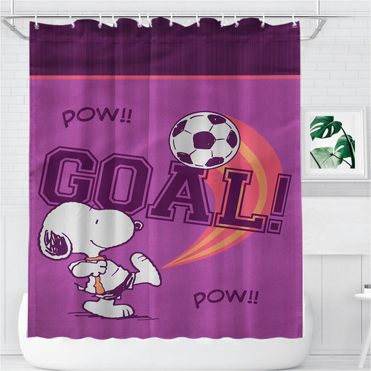 Personalized Peanuts Snoopy Soccer Goal Shower Curtain Farmhouse Bathroom Decor