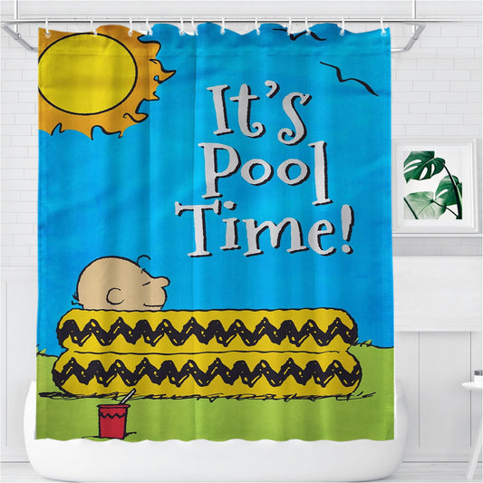 Peanuts Summer Bathroom Shower Curtain Fabric Waterproof