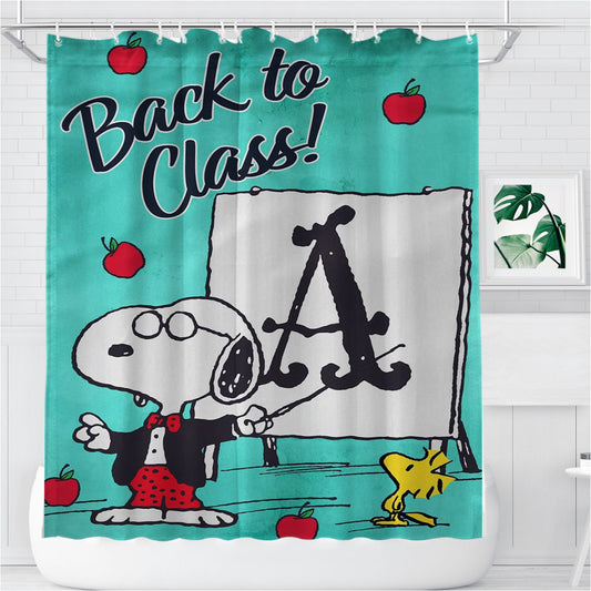 Peanuts Teacher Snoopy Back To School Bathroom Shower Curtain Fabric Waterproof