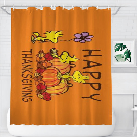 Personalized Peanuts Thanksgiving Woodstock Shower Curtain Farmhouse Bathroom Decor