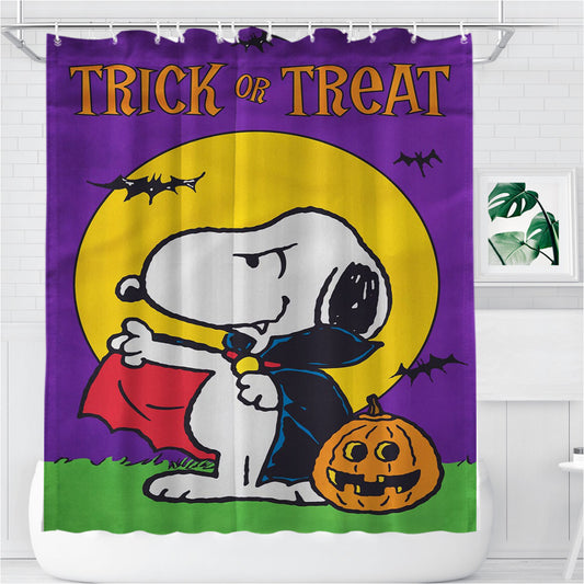 Peanuts Trick Or Treat Vampire Snoopy Bathroom Shower Curtain Fabric Waterproof