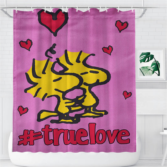 Personalized Peanuts Valentines Day Woodstock Shower Curtain Farmhouse Bathroom Decor
