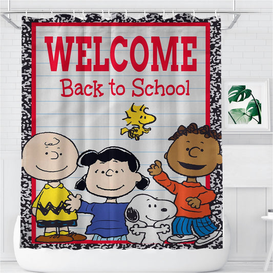 Peanuts Welcome Back To School Peanuts And The Gang Bathroom Shower Curtain Fabric Waterproof