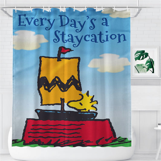 Personalized Peanuts Woodstock Staycation Shower Curtain Farmhouse Bathroom Decor