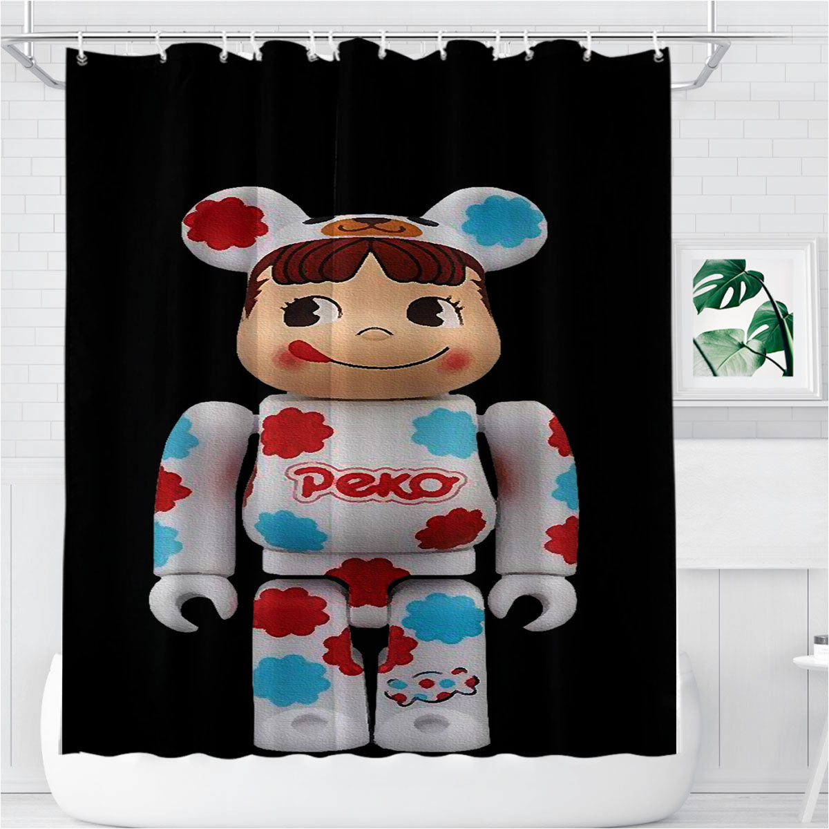 Peko Figure Kaws Bathroom Shower Curtain Fabric Waterproof | 66 X 72 Inch