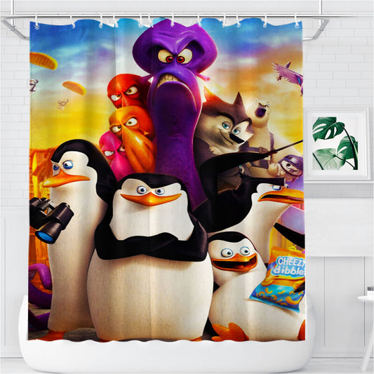 Personalized Penguins Of Madagascar Shower Curtain Farmhouse Bathroom Decor
