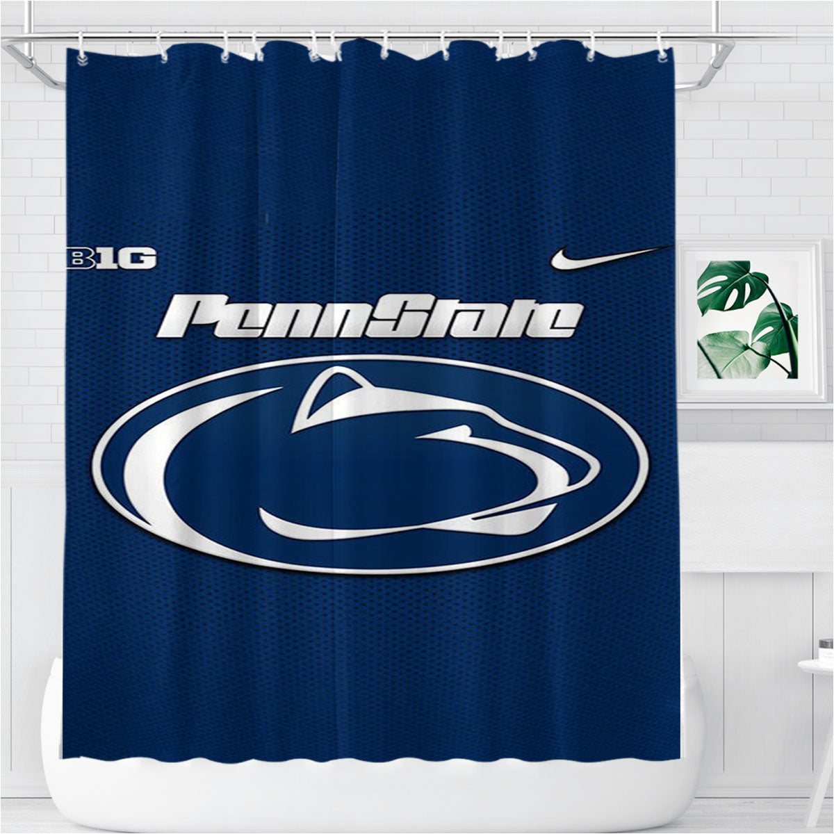 Penn State Jersey Bathroom Shower Curtain Fabric Waterproof | 66 X 72 Inch