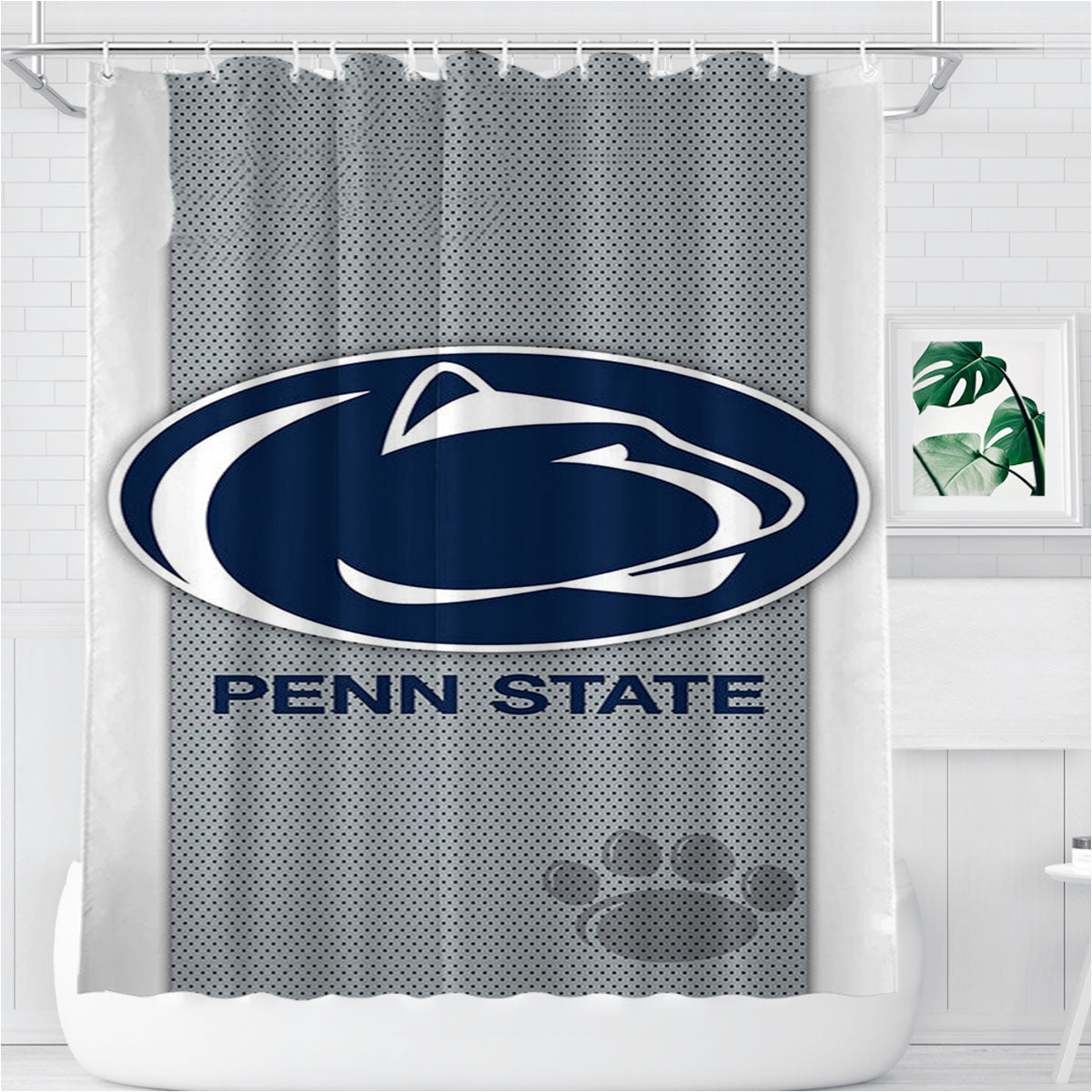 Penn State Nittany Lions Football Bathroom Shower Curtain Fabric Waterproof | 66 X 72 Inch