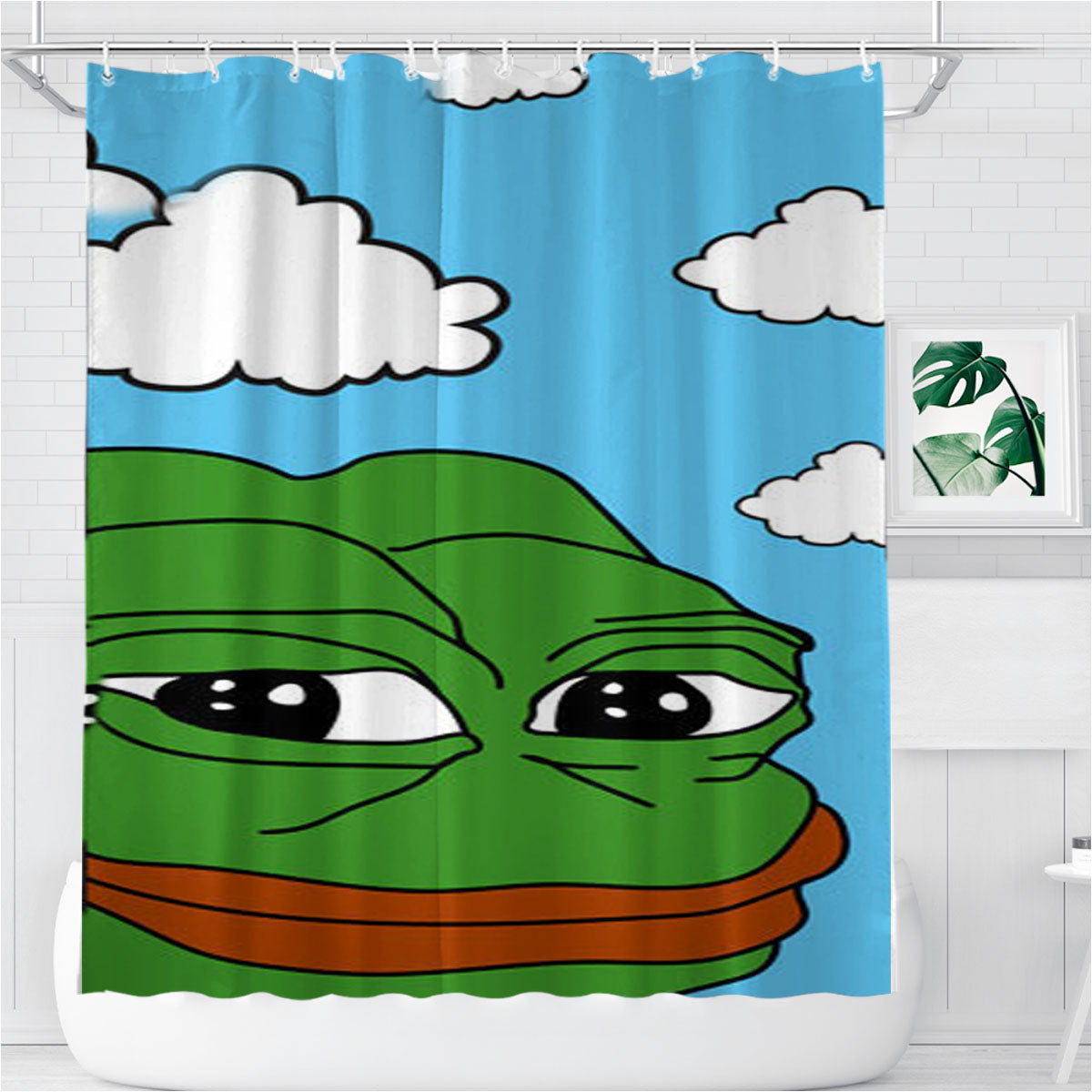 Pepe The Frog Meme Bathroom Shower Curtain Fabric Waterproof | 66 X 72 Inch