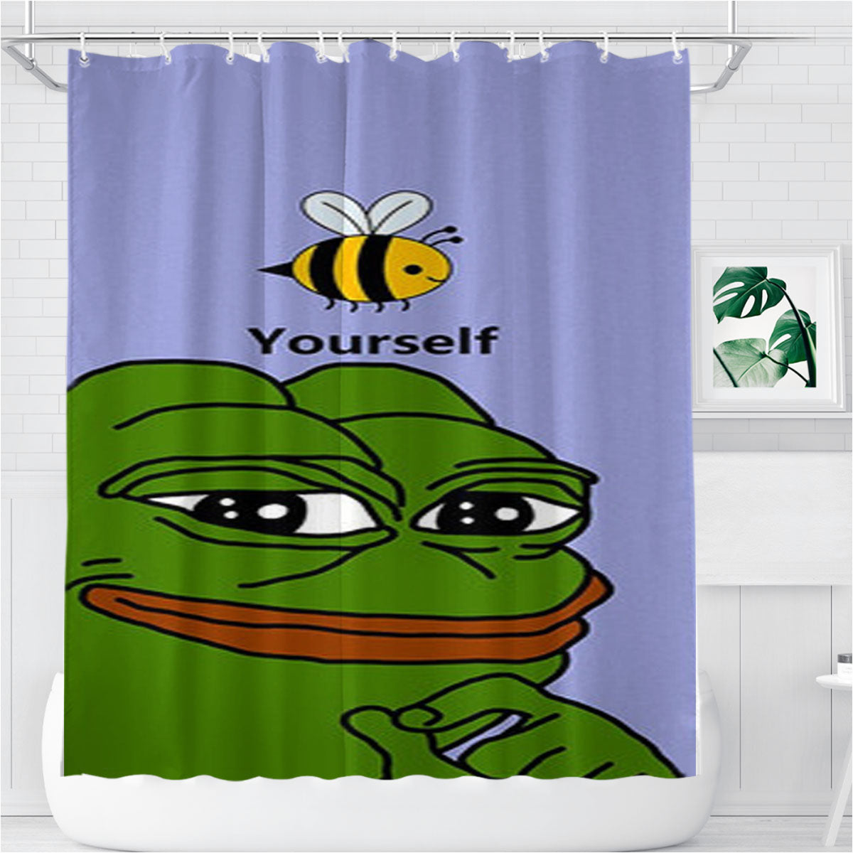 Pepe The Smug Frog Bathroom Shower Curtain Fabric Waterproof | 66 X 72 Inch