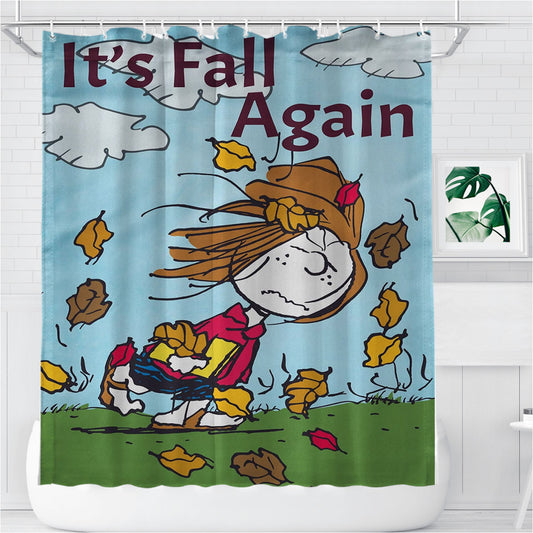 Personalized Peppermint Patty Peanuts Fall Shower Curtain Farmhouse Bathroom Decor