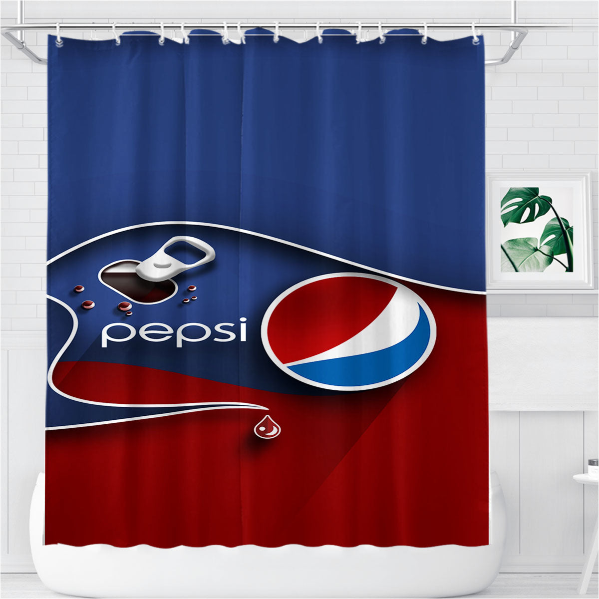 Pepsi Cans Logo Bathroom Shower Curtain Fabric Waterproof | 66 X 72 Inch