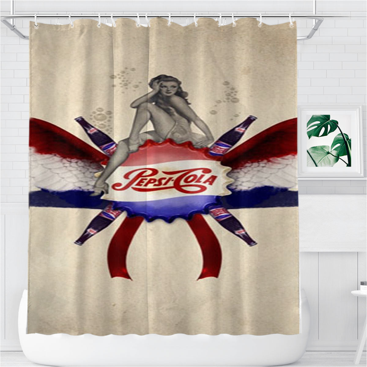 Pepsi Coca Cola Drink Bathroom Shower Curtain Fabric Waterproof | 66 X 72 Inch