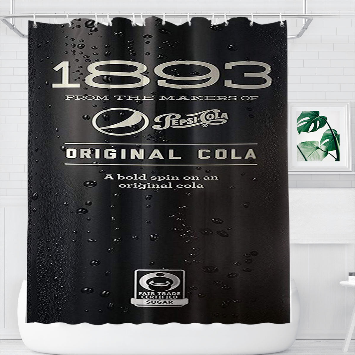 Pepsi Cola 1893 Original Black Ice Cans Bathroom Shower Curtain Fabric Waterproof | 66 X 72 Inch