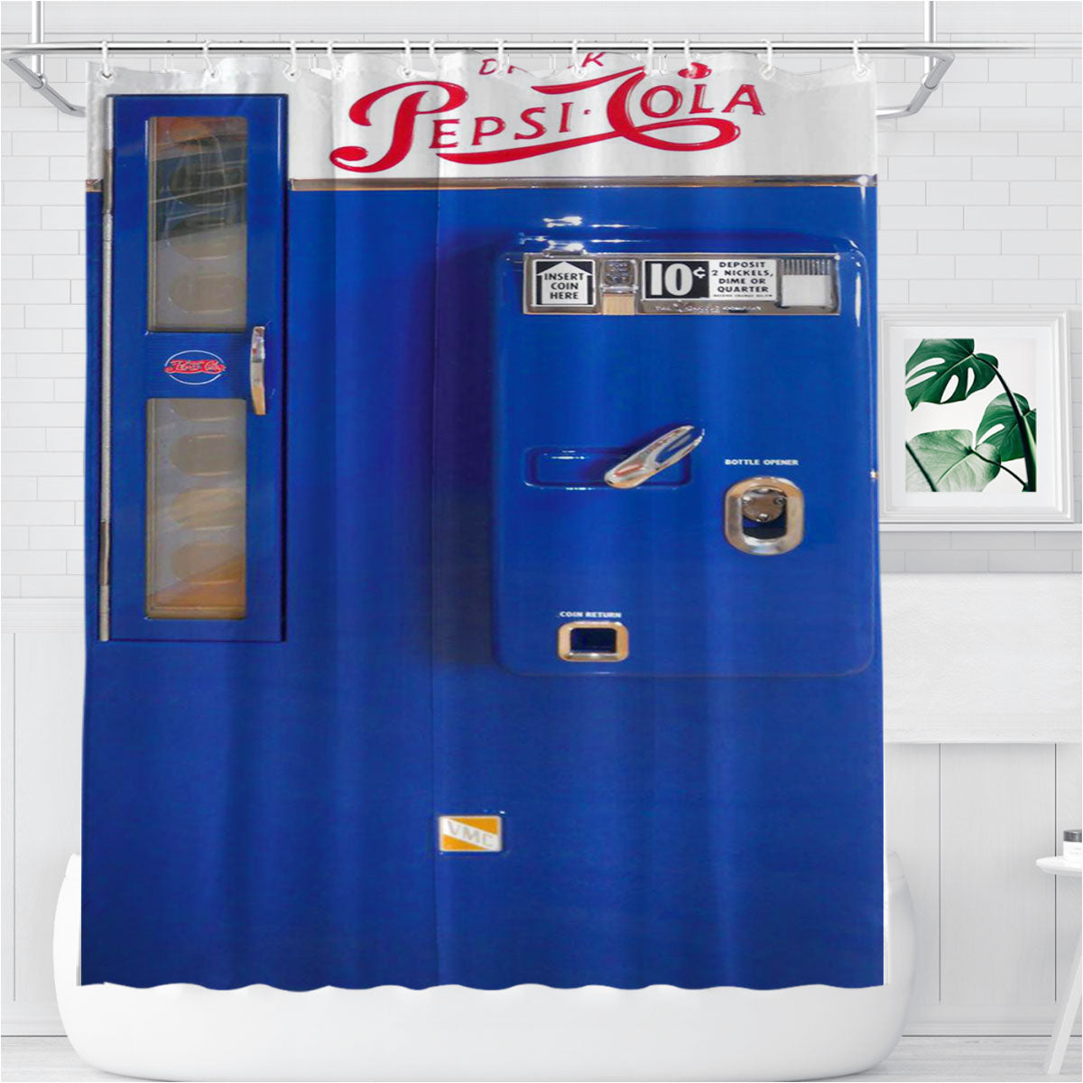 Pepsi Cola In Bottles Vending Machine Bathroom Shower Curtain Fabric Waterproof | 66 X 72 Inch