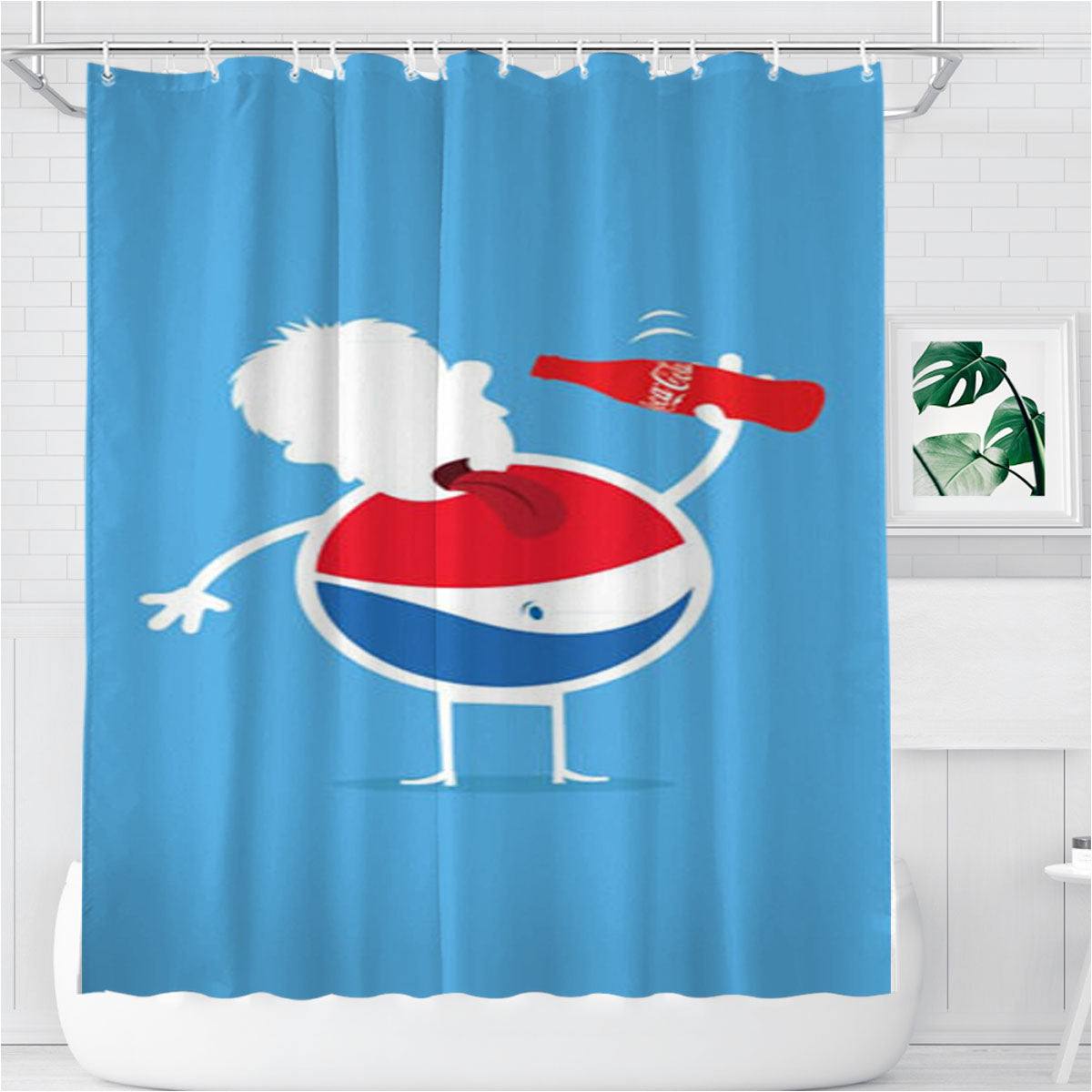Pepsi Drink Art Bathroom Shower Curtain Fabric Waterproof | 66 X 72 Inch