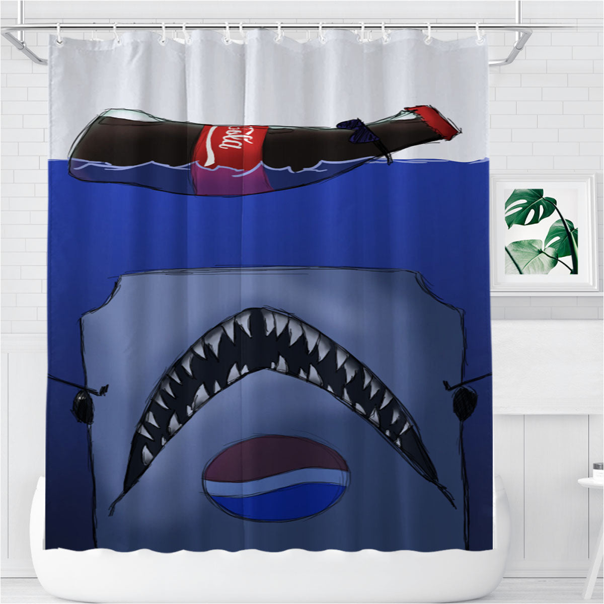Pepsi X Coca Cola Bathroom Shower Curtain Fabric Waterproof | 66 X 72 Inch