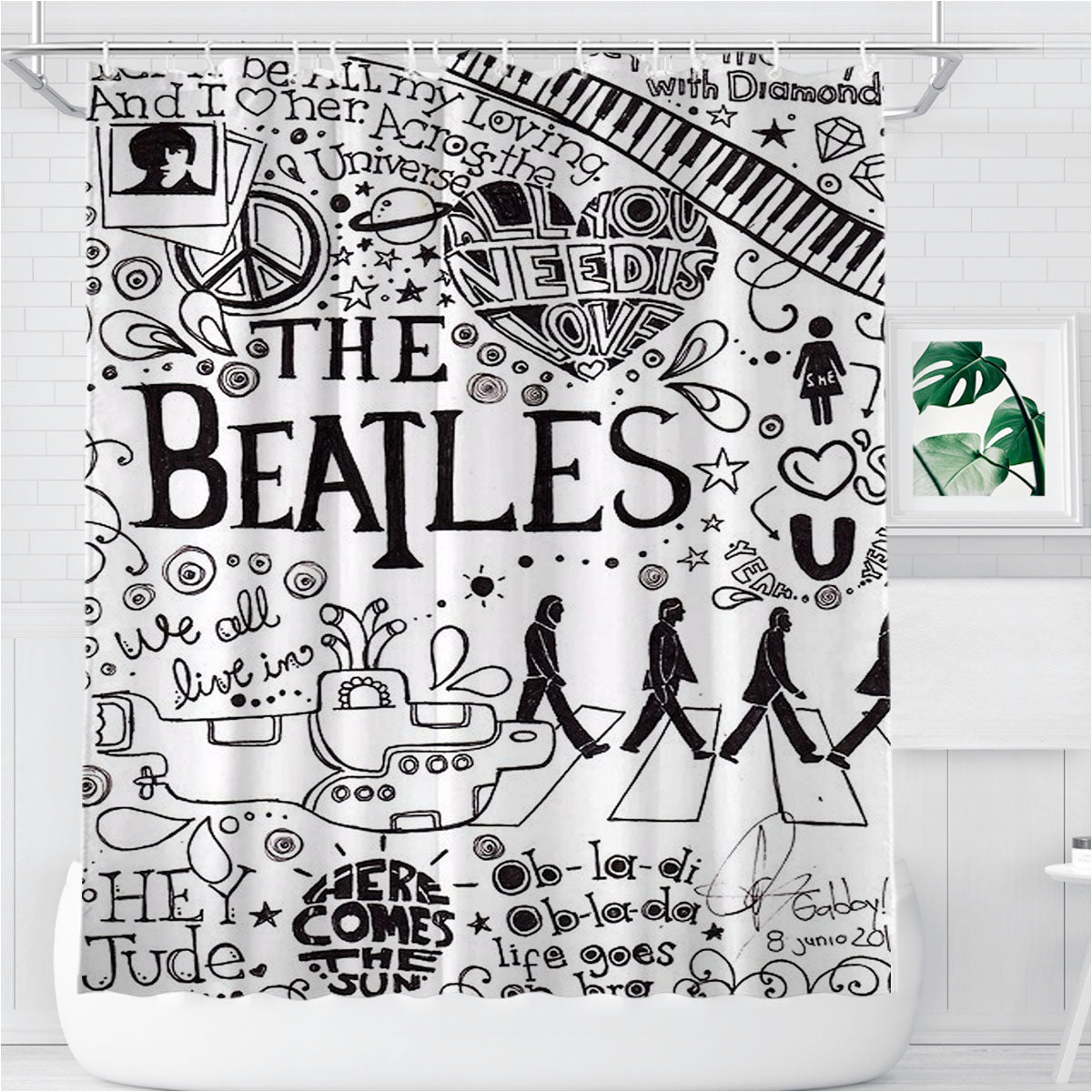 Personalized The Beatles Bathroom Shower Curtain Fabric Waterproof | 66 X 72 Inch