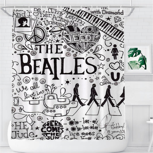 Personalized Personalized The Beatles Shower Curtain Farmhouse Bathroom Decor
