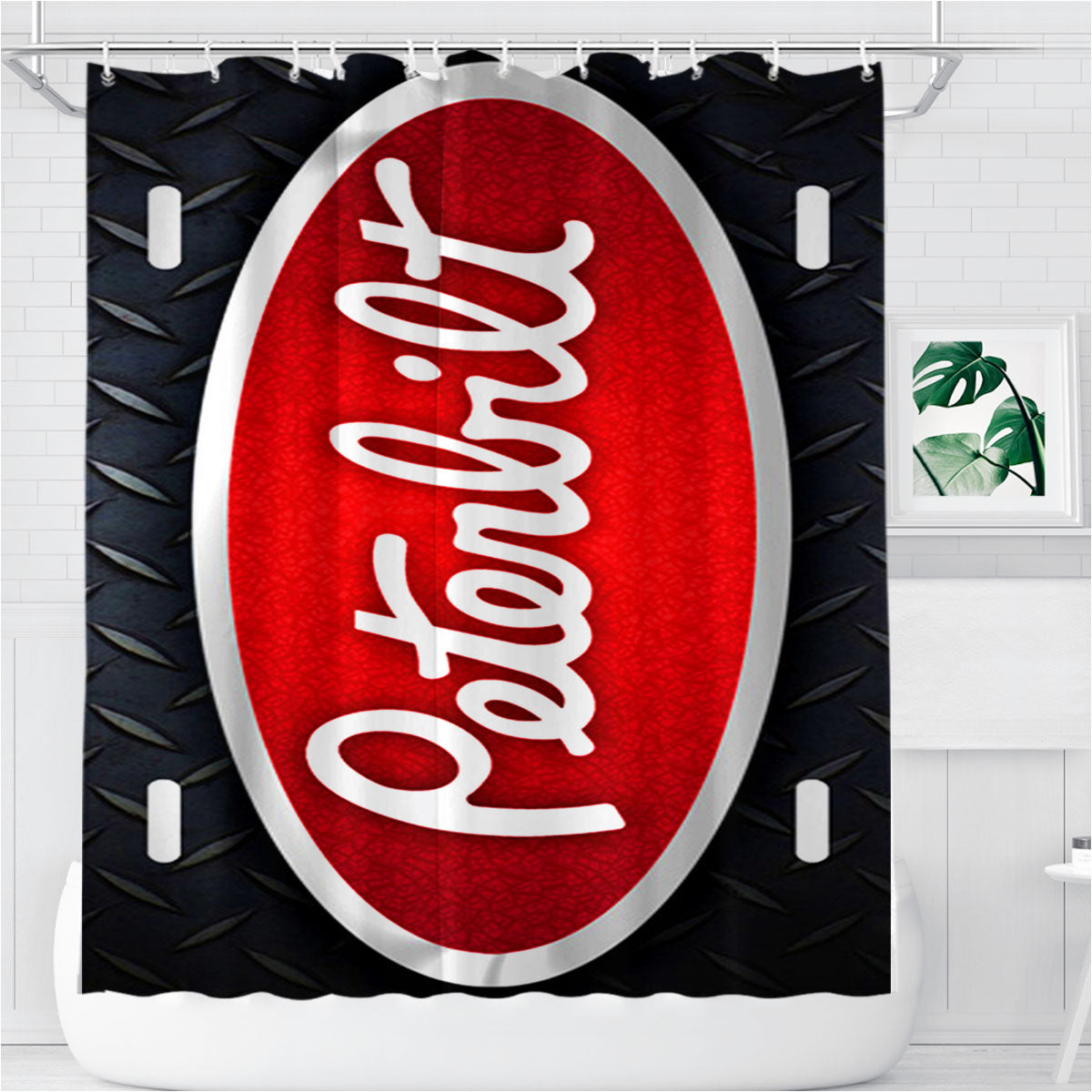 Peterbilt Logo Bathroom Shower Curtain Fabric Waterproof | 66 X 72 Inch