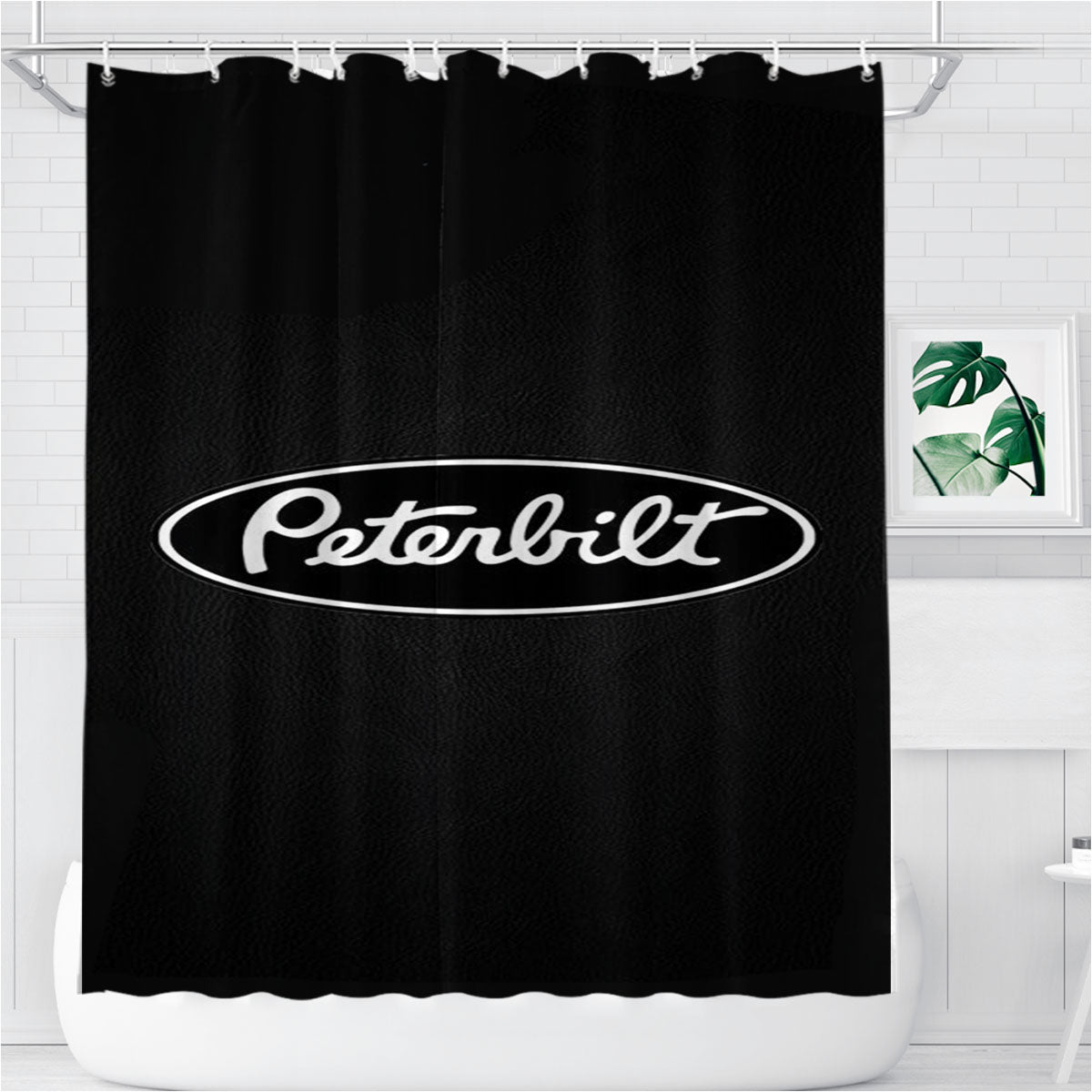 Peterbilt Logo Automotive Bathroom Shower Curtain Fabric Waterproof | 66 X 72 Inch