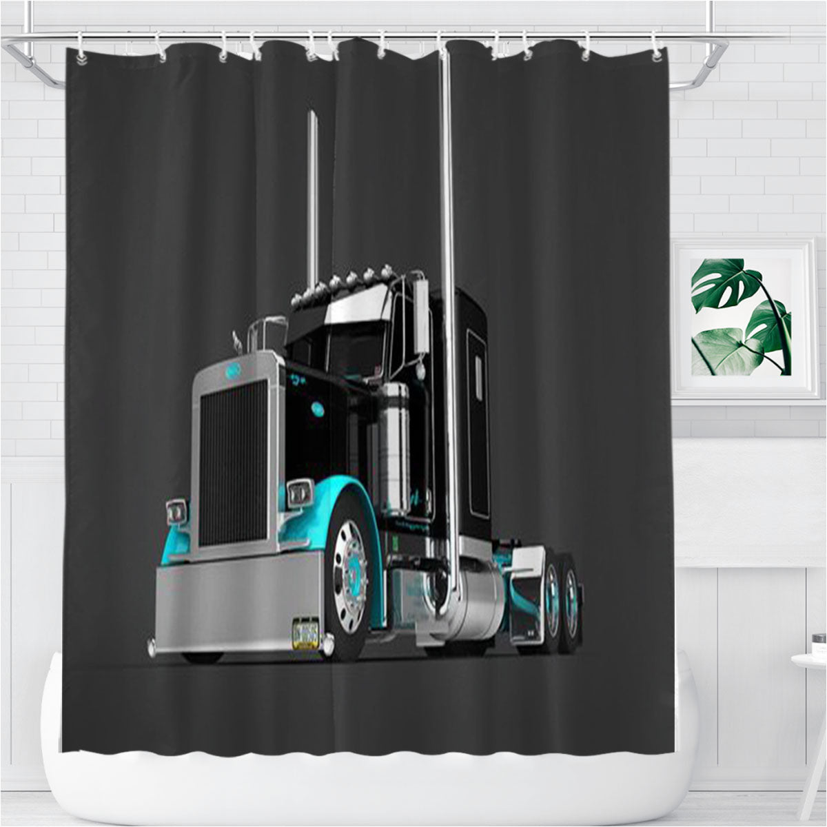 Peterbilt Truck 3 Bathroom Shower Curtain Fabric Waterproof | 66 X 72 Inch