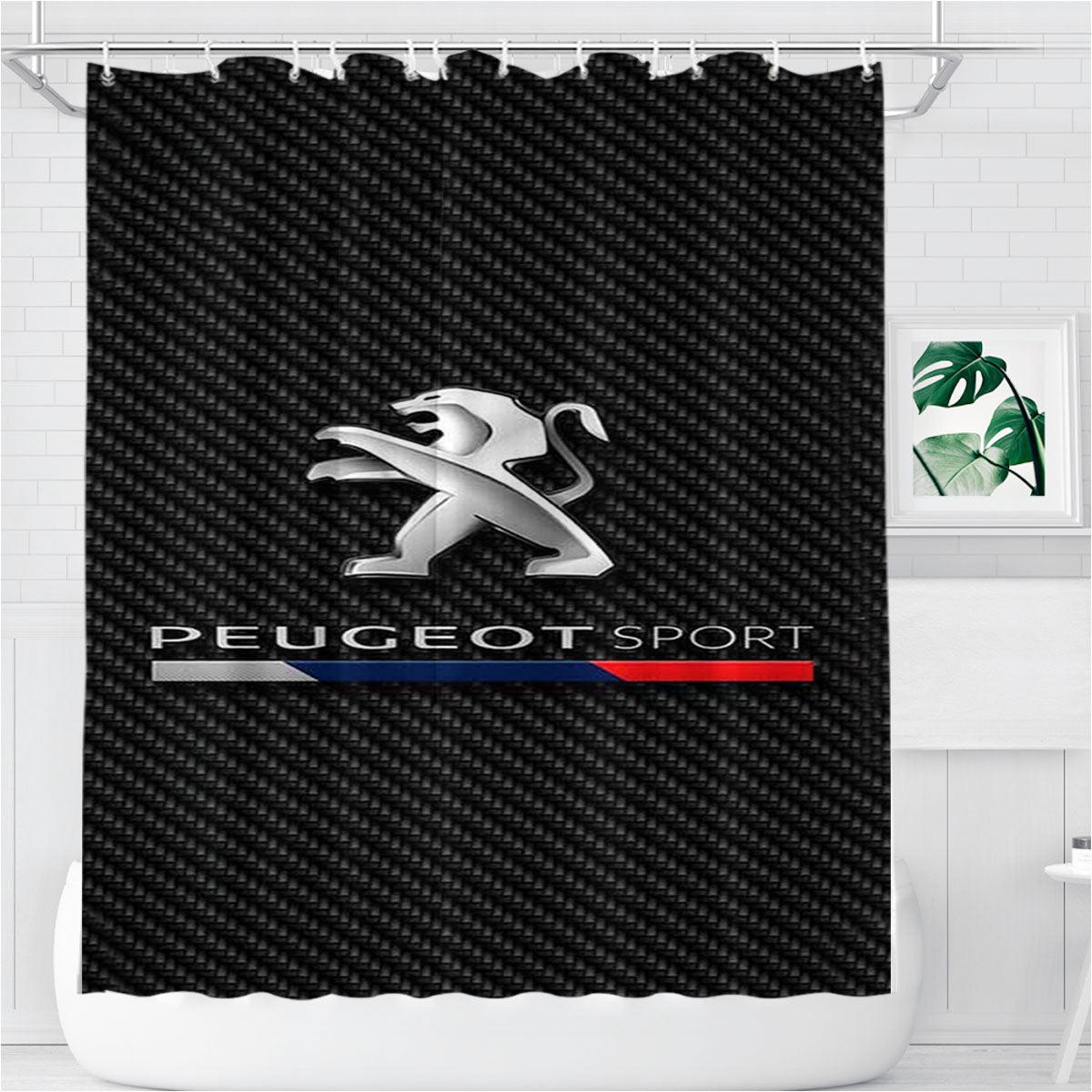 Peugeot Sport Logo Bathroom Shower Curtain Fabric Waterproof | 66 X 72 Inch