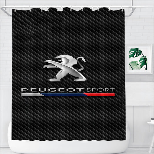 Personalized Peugeot Sport Logo Shower Curtain Farmhouse Bathroom Decor
