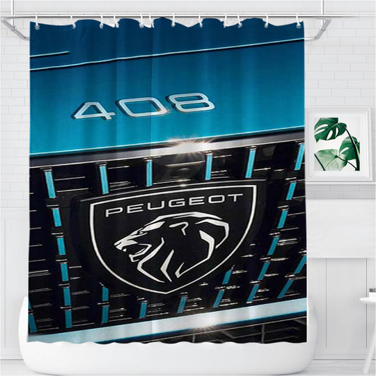 Peugeot Symbol Logo Bathroom Shower Curtain Fabric Waterproof
