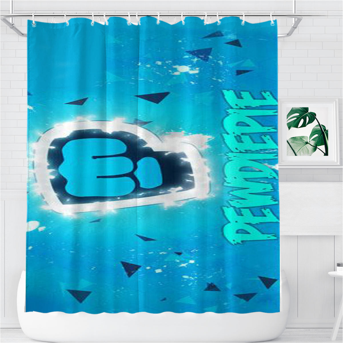 Pewdiepie Brofist Logo Bathroom Shower Curtain Fabric Waterproof | 66 X 72 Inch