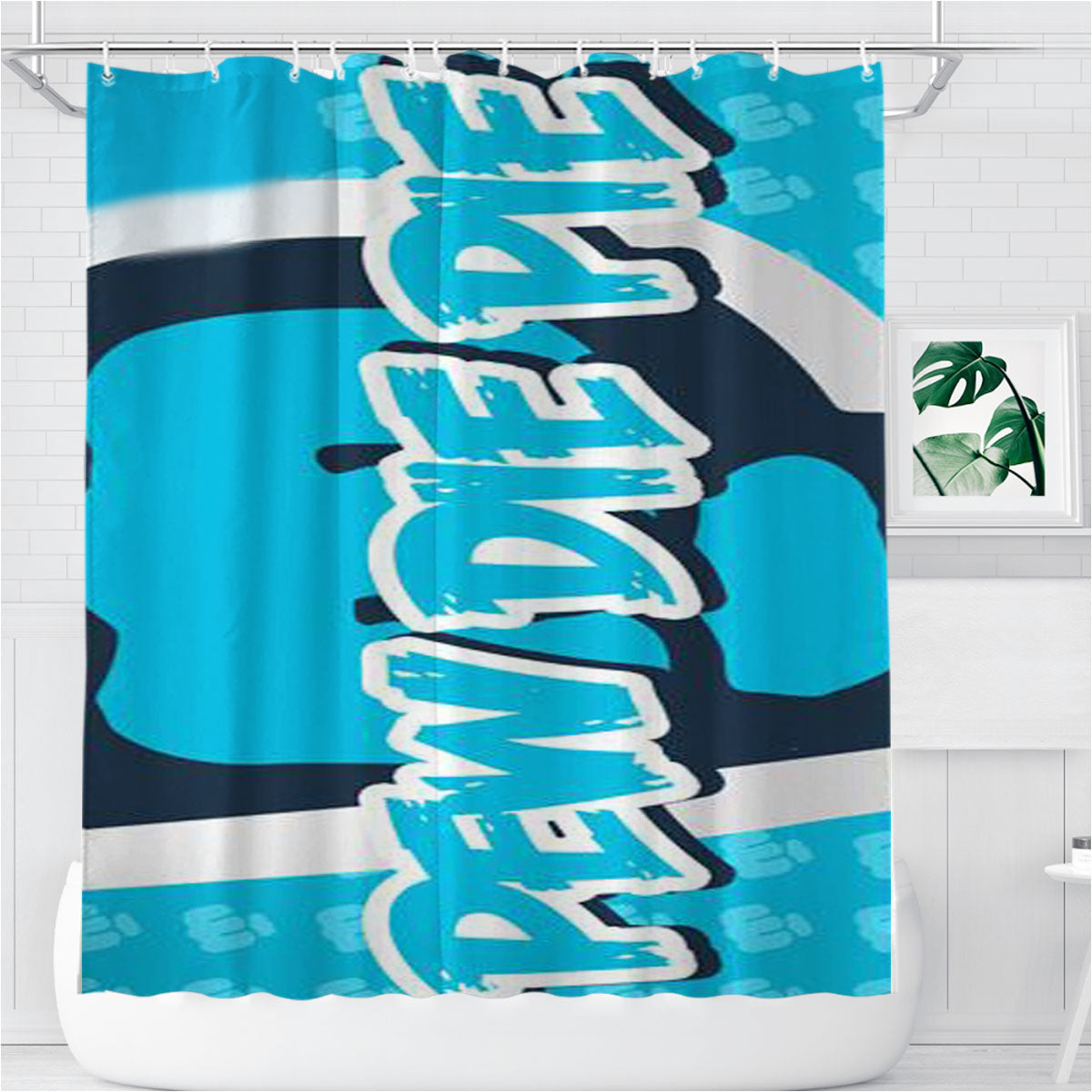 Pewdiepie Logo Bathroom Shower Curtain Fabric Waterproof | 66 X 72 Inch