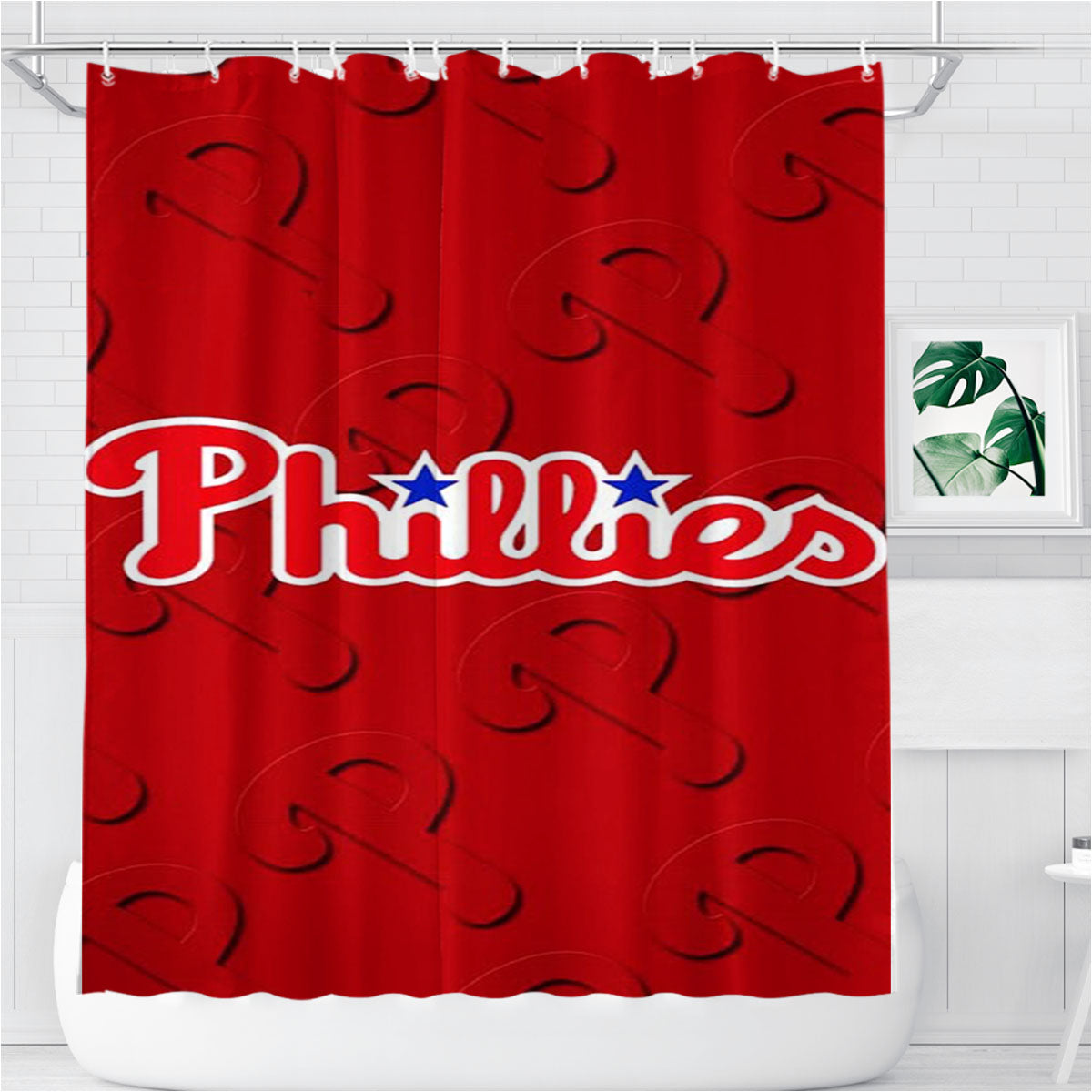 Philadelphia Phillies Bathroom Shower Curtain Fabric Waterproof | 66 X 72 Inch