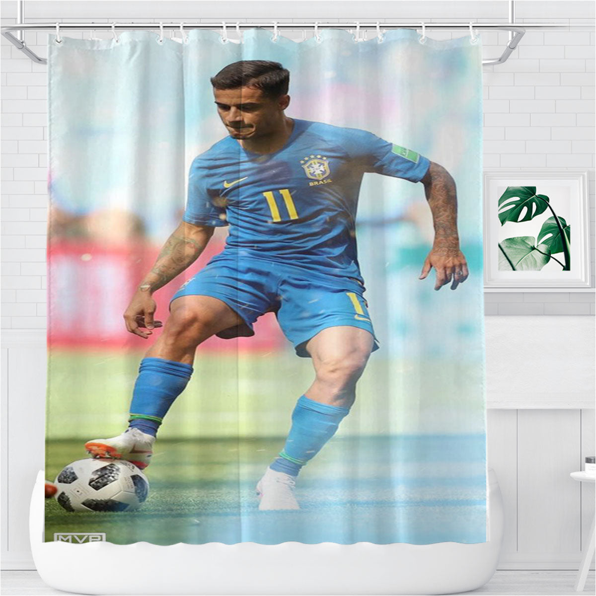 Philippe Coutinho Bathroom Shower Curtain Fabric Waterproof | 66 X 72 Inch