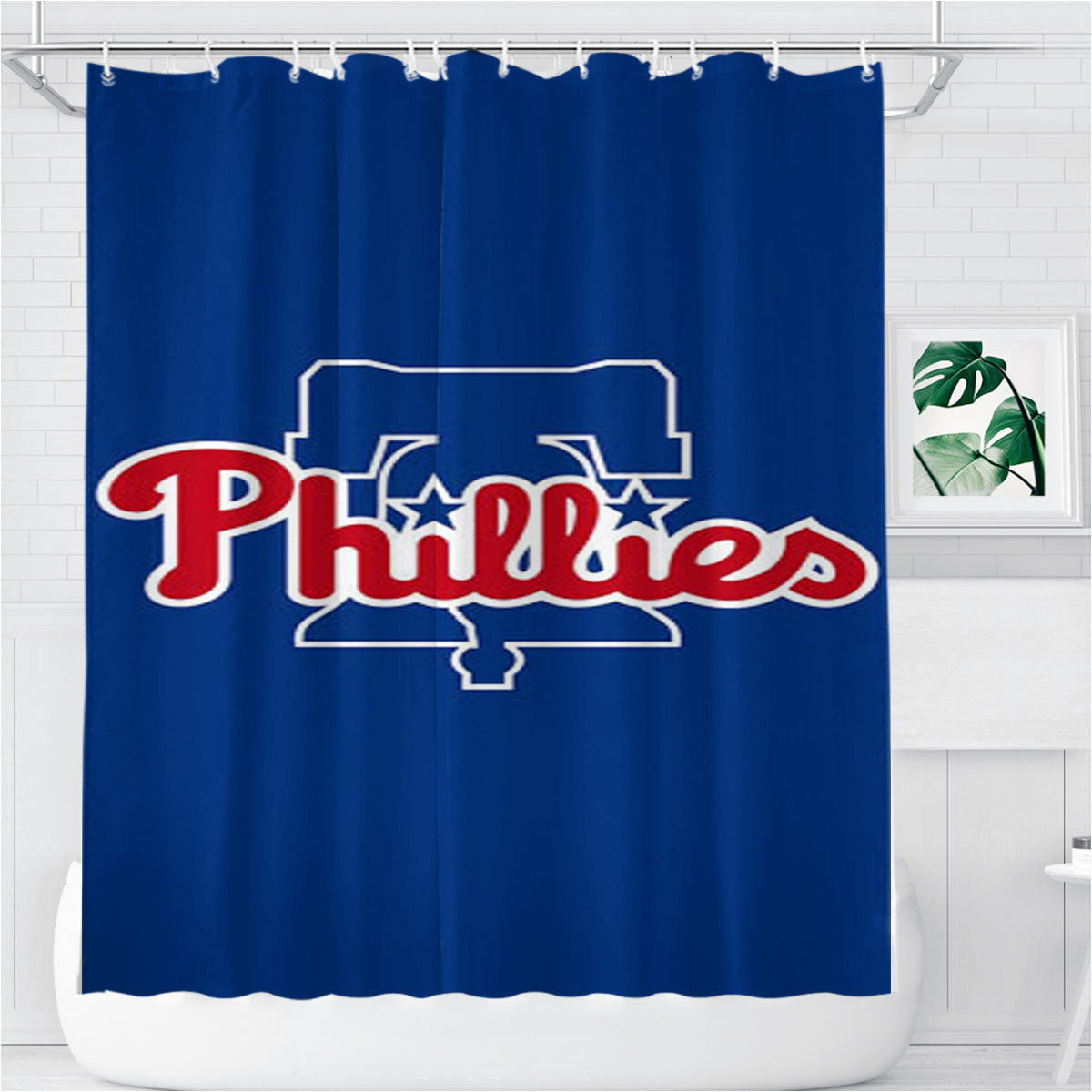 Phillies Logo Bathroom Shower Curtain Fabric Waterproof | 66 X 72 Inch