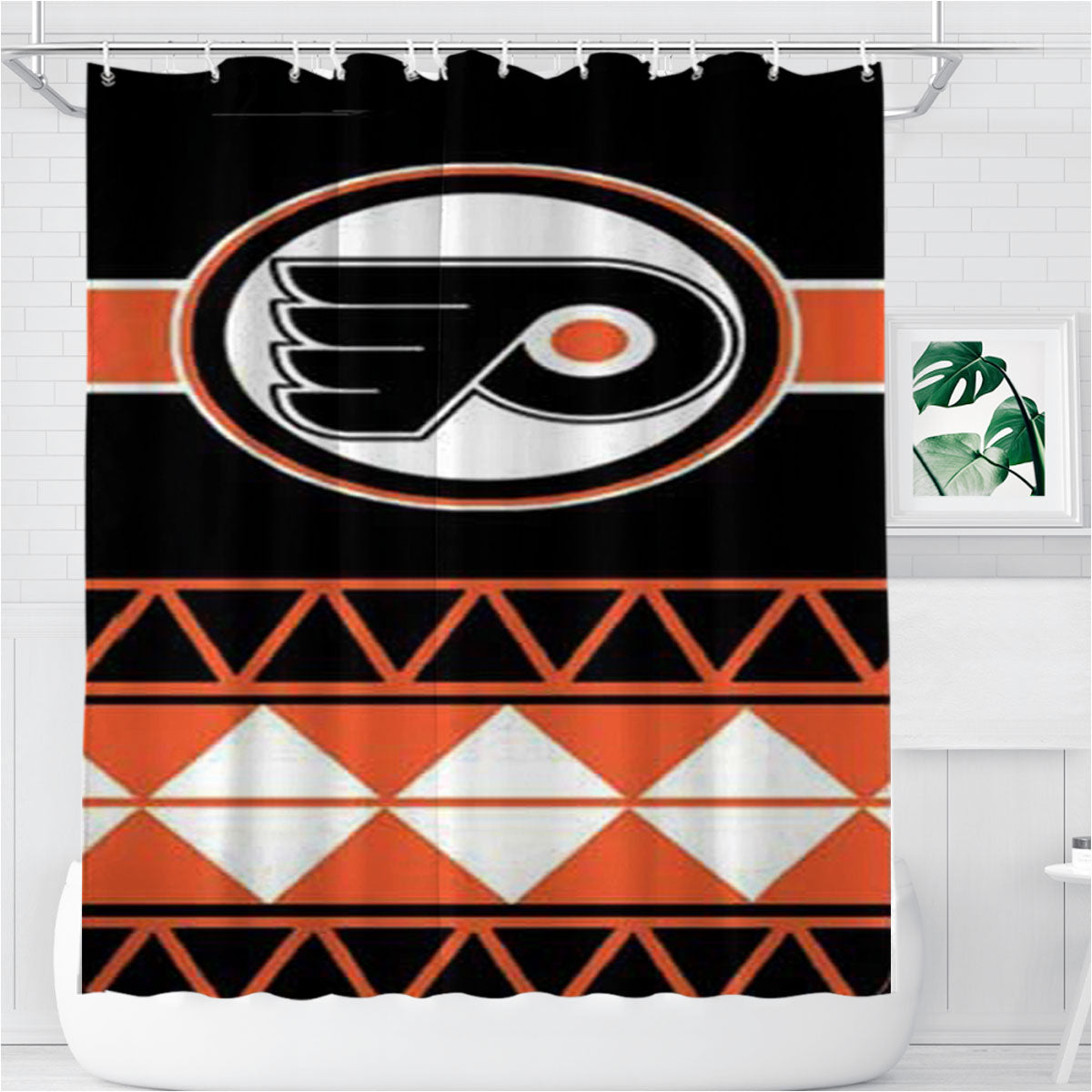Philly Flyers Aztec Bathroom Shower Curtain Fabric Waterproof | 66 X 72 Inch