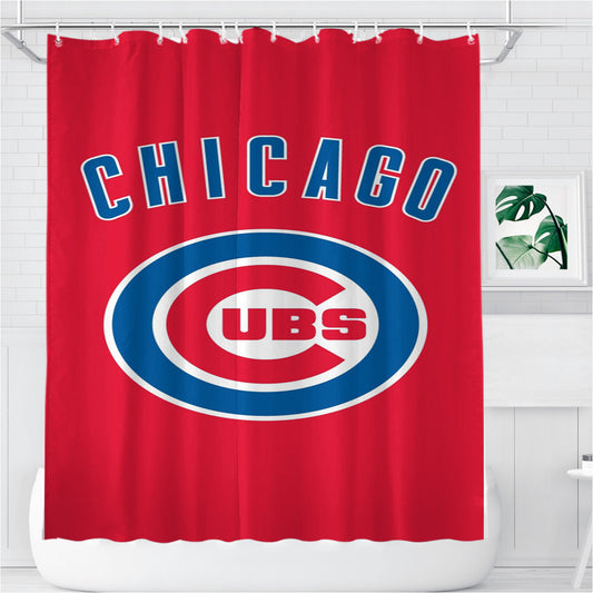 Photos Hd Chicago Cubs Bathroom Shower Curtain Fabric Waterproof | 66 X 72 Inch