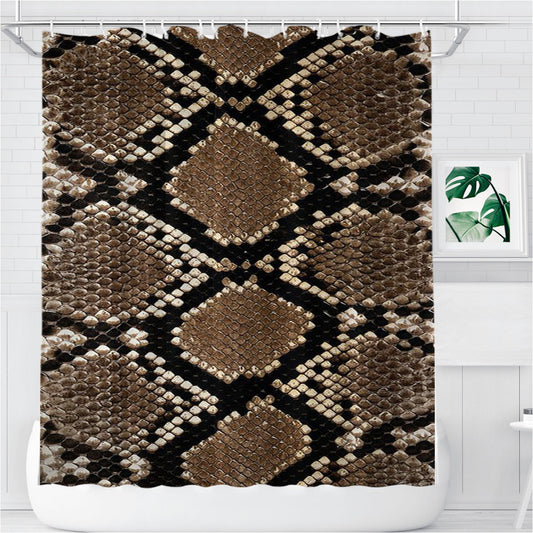 Phyton Snake Skin Texture Pattern Style Bathroom Shower Curtain Fabric Waterproof