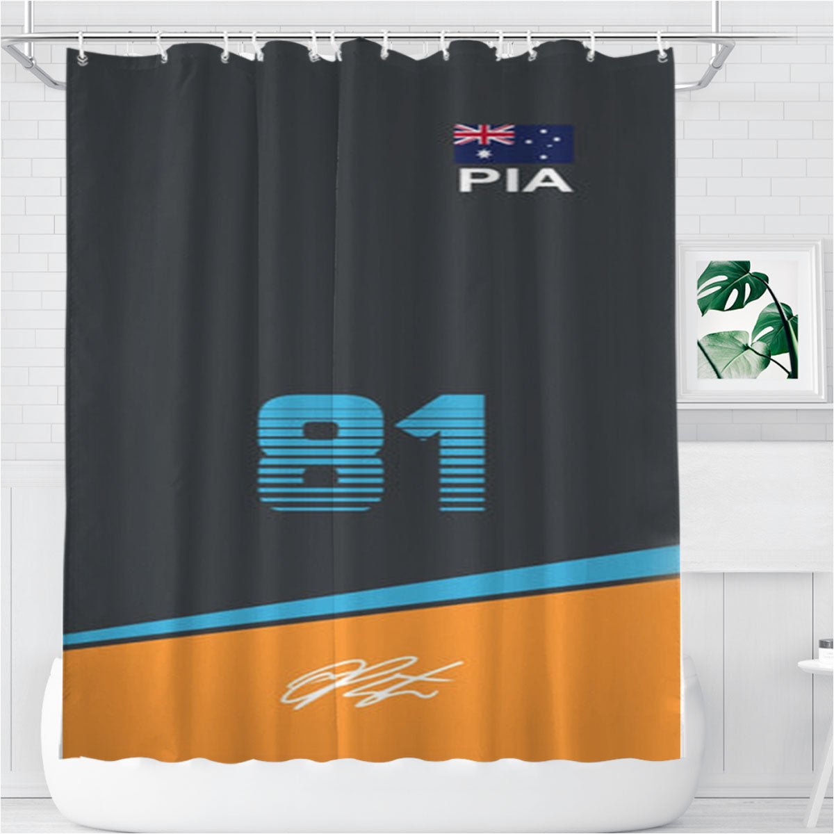 Piastri - F1 Bathroom Shower Curtain Fabric Waterproof | 66 X 72 Inch