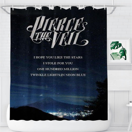 Personalized Pierce The Veil Vie Mountain Shower Curtain Farmhouse Bathroom Decor