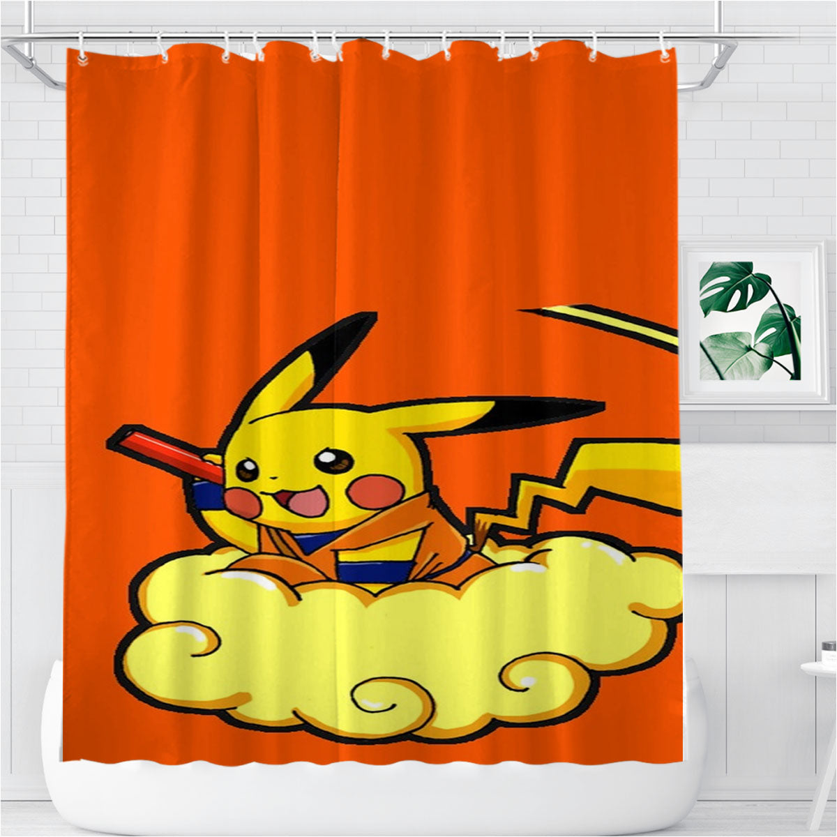 Pikachu Goku Dragon Ball Bathroom Shower Curtain Fabric Waterproof | 66 X 72 Inch