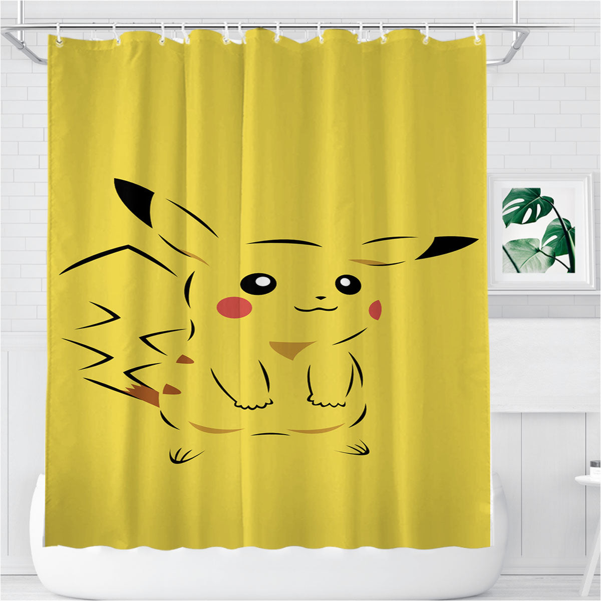 Pikachu Poke Bathroom Shower Curtain Fabric Waterproof | 66 X 72 Inch