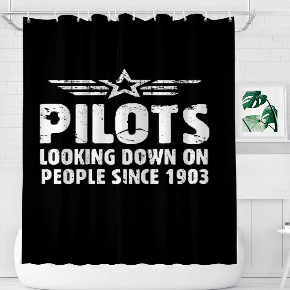 Pilot Funny Occupation Bathroom Shower Curtain Fabric Waterproof | 66 X 72 Inch