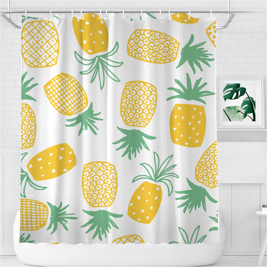 Personalized Pineapple Pattern Shower Curtain Farmhouse Bathroom Decor