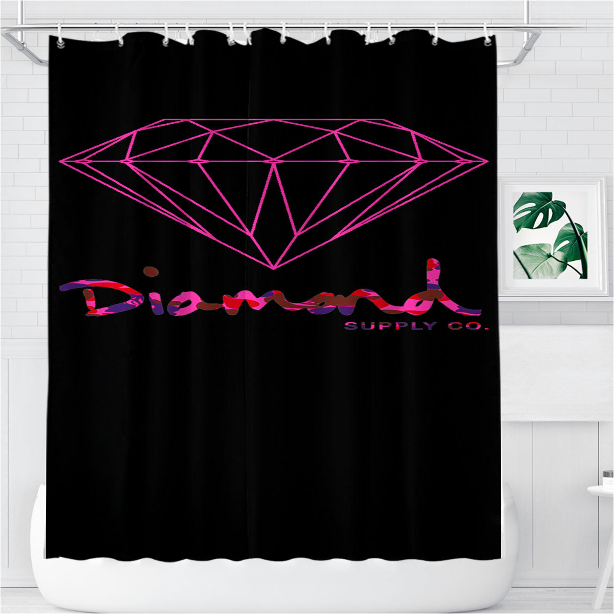Pink Diamond Supply Co Bathroom Shower Curtain Fabric Waterproof | 66 X 72 Inch
