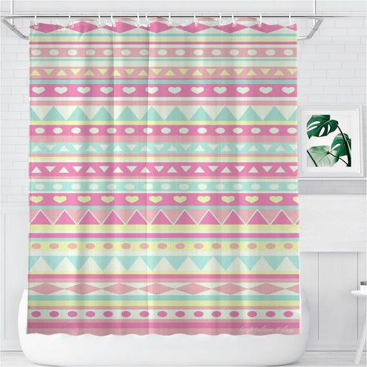 Personalized Pink Love Streach Pattern Shower Curtain Farmhouse Bathroom Decor